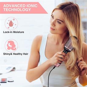 img 1 attached to 💁 Curl, Straighten, and Dry with Ease: Cozyage 4-in-1 Hair Dryer Brush with ALCI Safety Plug, Negative Ionic Technology, and Hot Air Brush - Perfect for All Hair Types in Pink
