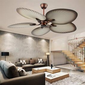 img 2 attached to 🌴 Tropical 52 Inch Palm Ceiling Fan with Remote Control, 5 Damp Rated ABS Palm Blades, Ideal for Indoor/Outdoor Living, Dining, Bedroom, Hotel Spaces