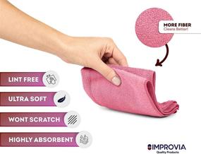 img 3 attached to 🧼 Improvia 4 Pack Microfiber Cleaning Cloth - Ultra-Soft, Highly Absorbent, and Lint-Free Towels for Home, Kitchen, Car, and More - Pink, Blue – 12” x 12" Wash Cloths