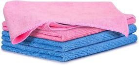 img 4 attached to 🧼 Improvia 4 Pack Microfiber Cleaning Cloth - Ultra-Soft, Highly Absorbent, and Lint-Free Towels for Home, Kitchen, Car, and More - Pink, Blue – 12” x 12" Wash Cloths
