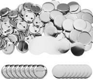 🎨 diy crafts supplies: 100-piece blank button badge parts for button maker machine (58mm) - metal shells, metal back cover, clear mylar components - ideal for presents, souvenirs, and arts logo