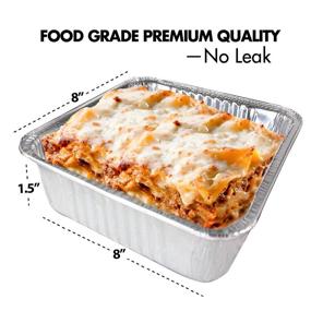 img 3 attached to 🍽️ 33-Pack of 8-Inch Square Foil Pans - Aluminum Cake/Baking Pans for Reheating, Roasting, Grilling, and Broiling. Disposable Food Container, Catering Trays, Freezer and Oven Safe