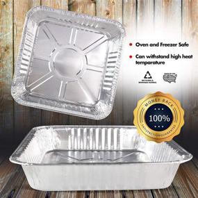 img 2 attached to 🍽️ 33-Pack of 8-Inch Square Foil Pans - Aluminum Cake/Baking Pans for Reheating, Roasting, Grilling, and Broiling. Disposable Food Container, Catering Trays, Freezer and Oven Safe