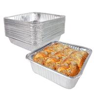 🍽️ 33-pack of 8-inch square foil pans - aluminum cake/baking pans for reheating, roasting, grilling, and broiling. disposable food container, catering trays, freezer and oven safe logo