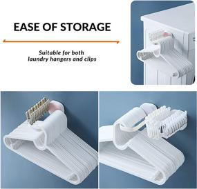 img 3 attached to 👕 Efficient Clothes Hanger Organizer: MINUTIAL Hanger Storage Stacker - Foldable, Wall Mounted, No Drilling, White