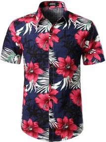 img 4 attached to JOGAL Flower Casual Button Hawaiian Men's Clothing and Shirts