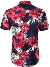 img 3 attached to JOGAL Flower Casual Button Hawaiian Men's Clothing and Shirts