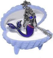 fineder 1 pack mermaid mood necklace: color changing pendant jewelry for little girls - blue shell necklace gift box included logo