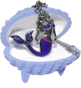 img 4 attached to Fineder 1 Pack Mermaid Mood Necklace: Color Changing Pendant Jewelry for Little Girls - Blue Shell Necklace Gift Box Included