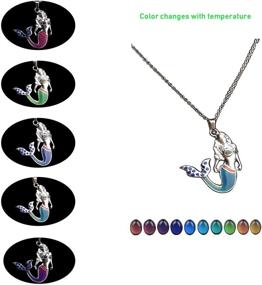 img 3 attached to Fineder 1 Pack Mermaid Mood Necklace: Color Changing Pendant Jewelry for Little Girls - Blue Shell Necklace Gift Box Included