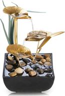 🌿 indoor lotus leaf tabletop fountains: relaxation waterfall décor with natural river rocks and colorful scene light logo
