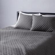 amazon basics cotton jersey quilt and shams bed set - full/queen, dark gray - best quality and comfort logo