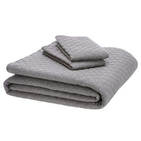 img 3 attached to Amazon Basics Cotton Jersey Quilt and Shams Bed Set - Full/Queen, Dark Gray - Best Quality and Comfort