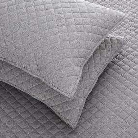 img 2 attached to Amazon Basics Cotton Jersey Quilt and Shams Bed Set - Full/Queen, Dark Gray - Best Quality and Comfort