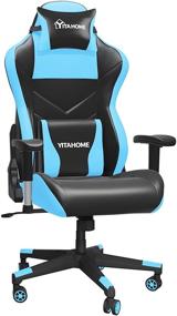 img 4 attached to 🎮 YITAHOME Massage Gaming Chair: Heavy Duty Ergonomic Video Game Chair for Big and Tall 350lbs - High Back, Racing Style with Headrest and Lumbar Support, Light Blue