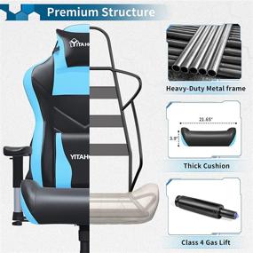 img 1 attached to 🎮 YITAHOME Massage Gaming Chair: Heavy Duty Ergonomic Video Game Chair for Big and Tall 350lbs - High Back, Racing Style with Headrest and Lumbar Support, Light Blue