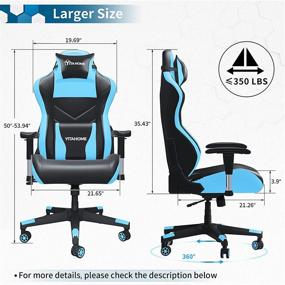 img 2 attached to 🎮 YITAHOME Massage Gaming Chair: Heavy Duty Ergonomic Video Game Chair for Big and Tall 350lbs - High Back, Racing Style with Headrest and Lumbar Support, Light Blue