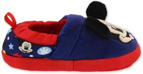 img 1 attached to Mickey Mouse Plush A-Line Slippers for Toddler Boys with 3D Ears