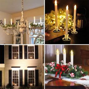 img 3 attached to 🕯️ Kithouse 6 Set Christmas Window Candles Lights: Battery-Operated LED Taper Candles with Timer, Flameless, Gold Holders, Suction Cups – Includes 12 Batteries