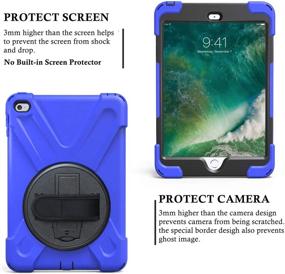 img 1 attached to 📱 Kids iPad Mini 4/5 Case, TSQ Shockproof Rugged Full Body Silicone Rubber Protective Case with Swivel Stand, Hand Strap, Shoulder Strap - Blue, for 7.9 inch iPad Mini 5th Generation