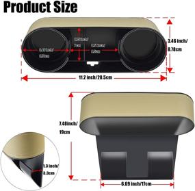 img 3 attached to Iokone Coin Side Pocket Console Side Pocket Leather Cover Car Cup Holder Auto Front Seat Organizer Cell Mobile Phone Holder (Slim-Beige)