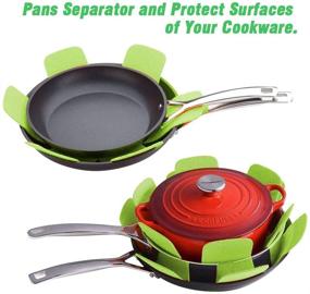 img 2 attached to 🍳 Pot and Pan Protectors - Set of 12 (3 Different Sizes), Green Non-slip Dividers to Prevent Scratching and Protect Cookware Surfaces