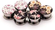 🌸 vintage floral and flower screw on picture plugs - set of 3 pairs (styles 5, 1, and 4) - all included logo