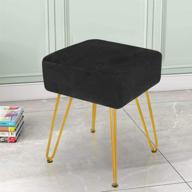 💺 grunen wolken velvet footrest stool ottoman square with golden metal legs - safe and stable black stool for living room bedroom or dressing table logo