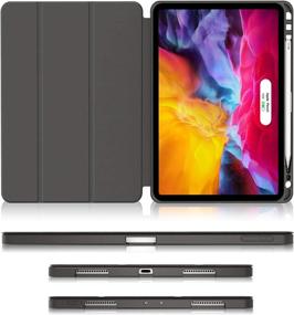 img 2 attached to 📱 Soke New iPad Pro 11 Case 2020 &amp; 2018: Full Body Protection, Pencil Holder, &amp; Auto Wake/Sleep - Dark Grey