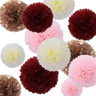 🌸 fonder mols 24pcs tissue paper flowers - stunning burgundy and rose gold party decorations - perfect tissue paper pom poms for baby shower, wedding, and birthday - complete paper pom pom set logo