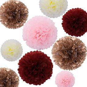 img 2 attached to 🌸 Fonder Mols 24pcs Tissue Paper Flowers - Stunning Burgundy and Rose Gold Party Decorations - Perfect Tissue Paper Pom Poms For Baby Shower, Wedding, and Birthday - Complete Paper Pom Pom Set
