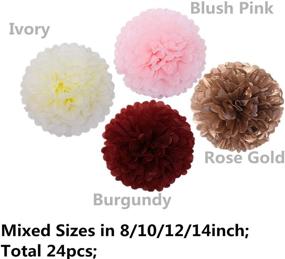 img 3 attached to 🌸 Fonder Mols 24pcs Tissue Paper Flowers - Stunning Burgundy and Rose Gold Party Decorations - Perfect Tissue Paper Pom Poms For Baby Shower, Wedding, and Birthday - Complete Paper Pom Pom Set