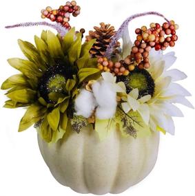 img 4 attached to 🍂 Capture the Essence of Fall with an Exquisite Fall Pumpkin Centerpiece - Perfect for Weddings, Thanksgiving, and Tabletop Decor - 9.4" Tall