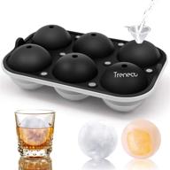 🧊 trenect large ice cube trays with lid - 2.5 inch ice balls for whiskey - easy release silicone tray - novelty round ice cube mold - ideal for cocktails, coffee - leakproof ice ball maker (black) logo