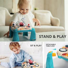 img 1 attached to 👶 2 in 1 Baby Activity Table - Learning Musical Table, Educational Play Toys - Musical Toys for Infants - Baby Toys, Building Block Table - Space Playset Toy - Baby Gifts