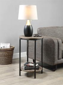 img 1 attached to 🔶 Contemporary Distressed Pecan End Table with Two-Tiered Design and Storage Shelf - Abington Lane