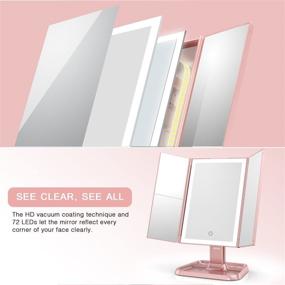 img 2 attached to 💄 Enhanced Makeup Experience: Trifold Mirror with Lights - 3 Color Lighting Modes, 72 LED Vanity Mirror for Perfect Makeup Application with 1x/2x/3x Magnification, Touch Control Design, Portable High Definition Cosmetic Lighted Up Mirror