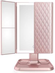 img 4 attached to 💄 Enhanced Makeup Experience: Trifold Mirror with Lights - 3 Color Lighting Modes, 72 LED Vanity Mirror for Perfect Makeup Application with 1x/2x/3x Magnification, Touch Control Design, Portable High Definition Cosmetic Lighted Up Mirror