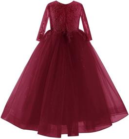 img 2 attached to 💐 Half Sleeves Lace Top Tulle Skirt Flower Girl Dress for Birthday, Wedding Party & First Communion