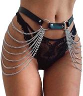 🔗 punk black waist chain belt: stylish leather-layered body chains for women and girls logo