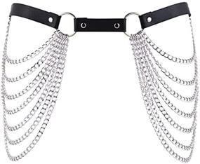 img 3 attached to 🔗 Punk Black Waist Chain Belt: Stylish Leather-Layered Body Chains for Women and Girls