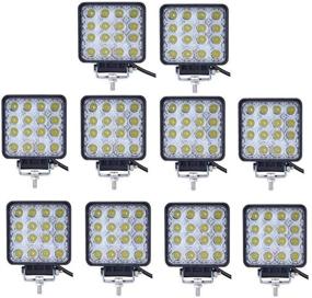 img 1 attached to 🚛 Turboo 10PCS 4inch 48W LED Work Light Square Spot Lights for Trucks, Off-road Vehicle, ATV, SUV, UTV, 4WD, Jeep, Boat and More - LED Light Bar for Enhanced Performance