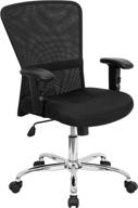 💺 stylish and ergonomic: flash furniture mid-back black mesh swivel task office chair with adjustable arms and chrome base logo