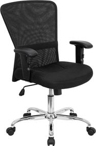 img 4 attached to 💺 Stylish and Ergonomic: Flash Furniture Mid-Back Black Mesh Swivel Task Office Chair with Adjustable Arms and Chrome Base