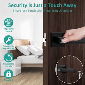 img 3 attached to Joymon Keyless Entry Door Lock - Smart Fingerprint Door Knob/Gate Lock for Bedroom, Home, Office & More - Left-Right Adjustable Handle - Biometric Lock