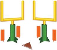 🏈 beistle game day goal post centerpieces - 2 piece football decorations, 11" - sports party supplies in green/yellow/orange/brown/white logo