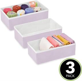 img 3 attached to 👕 mDesign Rectangular Soft Fabric Drawer and Closet Organizer - Lingerie, Bras, Socks, Clothes, Jewelry - 3 Pack - Light Purple/White