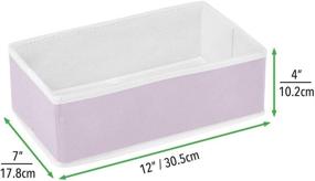 img 1 attached to 👕 mDesign Rectangular Soft Fabric Drawer and Closet Organizer - Lingerie, Bras, Socks, Clothes, Jewelry - 3 Pack - Light Purple/White