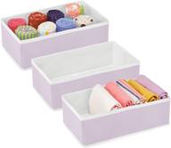 👕 mdesign rectangular soft fabric drawer and closet organizer - lingerie, bras, socks, clothes, jewelry - 3 pack - light purple/white логотип