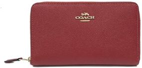img 4 attached to Red Coach Crossgrain Leather Medium Zip Around Wallet (IM/1941) for Improved SEO